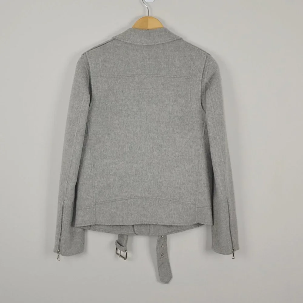 Theory Wool Cashmere Grey Tralsmin Moto Biker Jacket Size P/XS - Picture 7 of 13